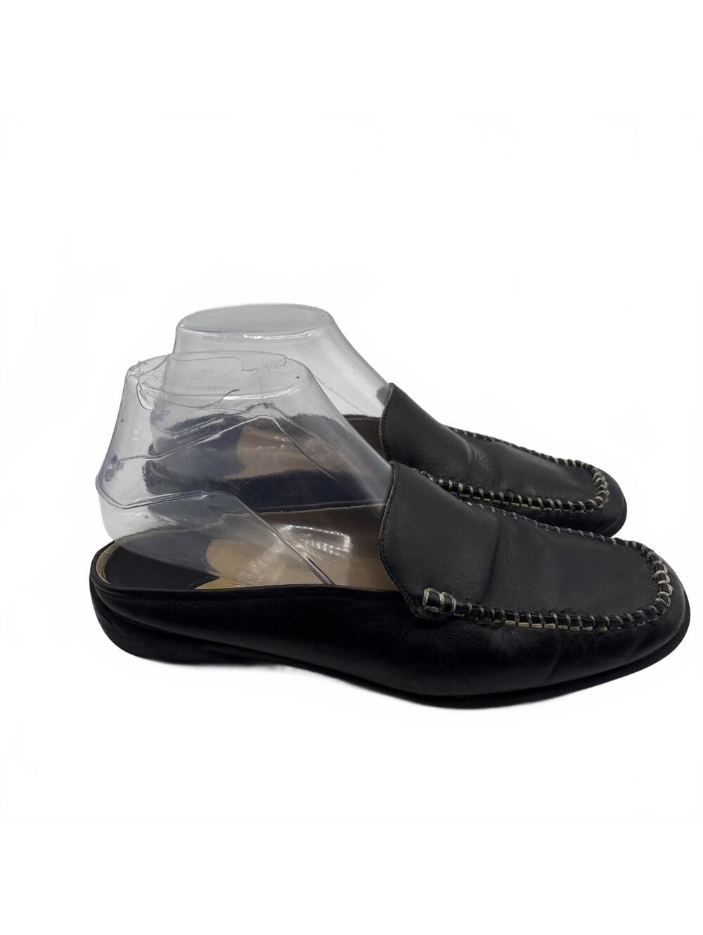 Glacee Women Mule Shoes Size 7M Black  Leather Square Toe Slip On Loafers